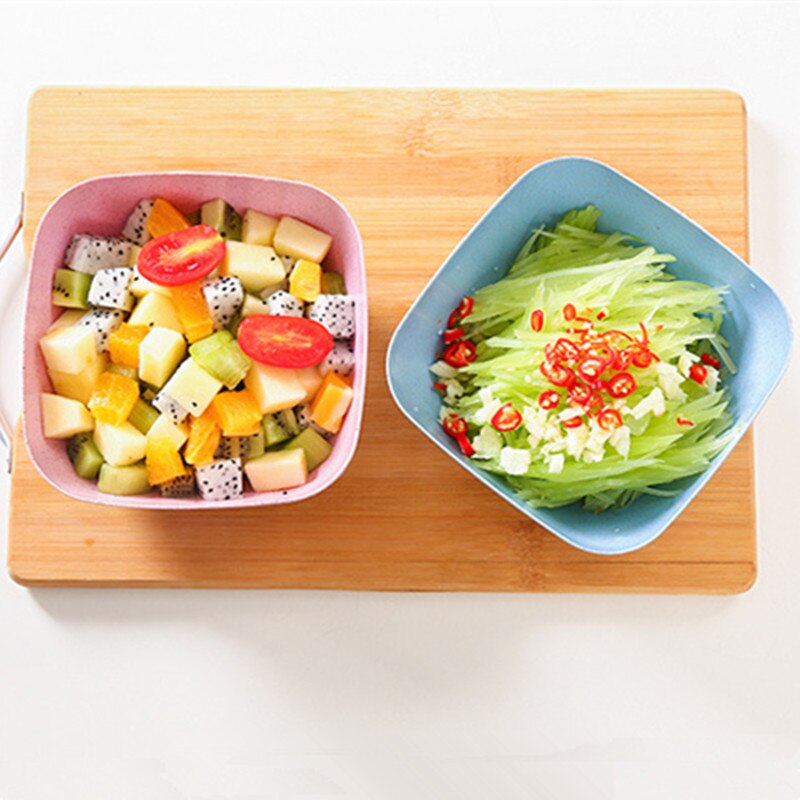 Cuenco de paja de trigo para ensalada Plato cuadrado grueso para fruta, plato para mojar, dulces, aperitivos, Bol para arroz o sopa, cocina, recipiente para salsa, 1 Uds.