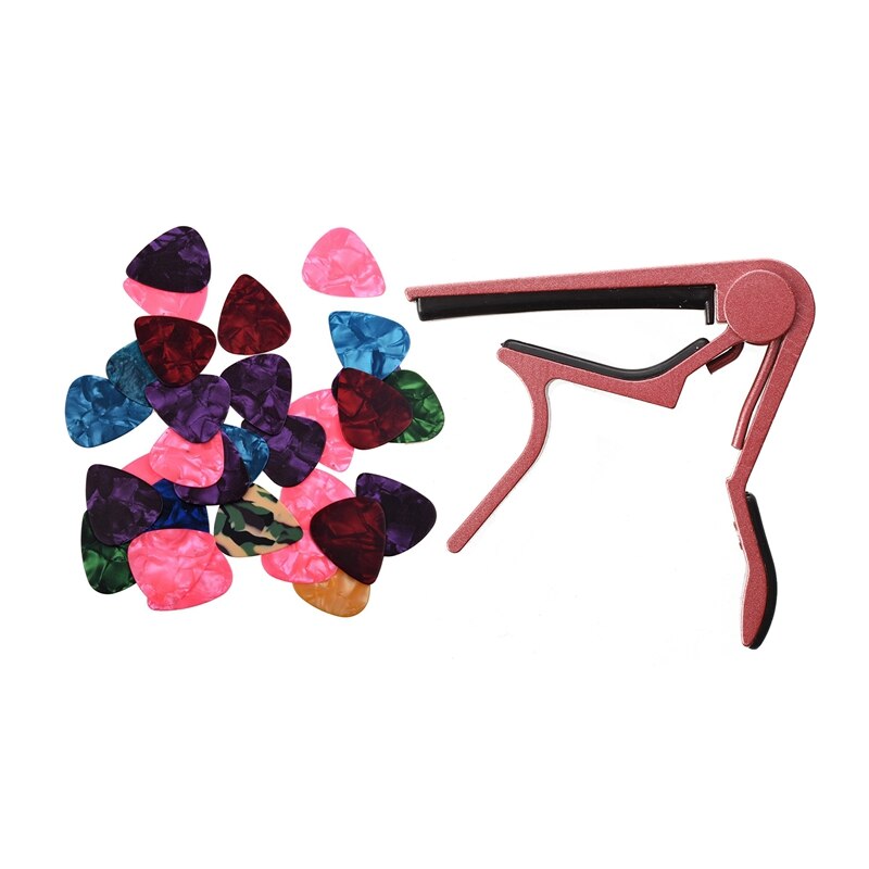 1 st. snelle capo akoestische elektrische gitaar roze & 30 st. akoestische elektrische gitaar plectrums 0.71mm: Default Title