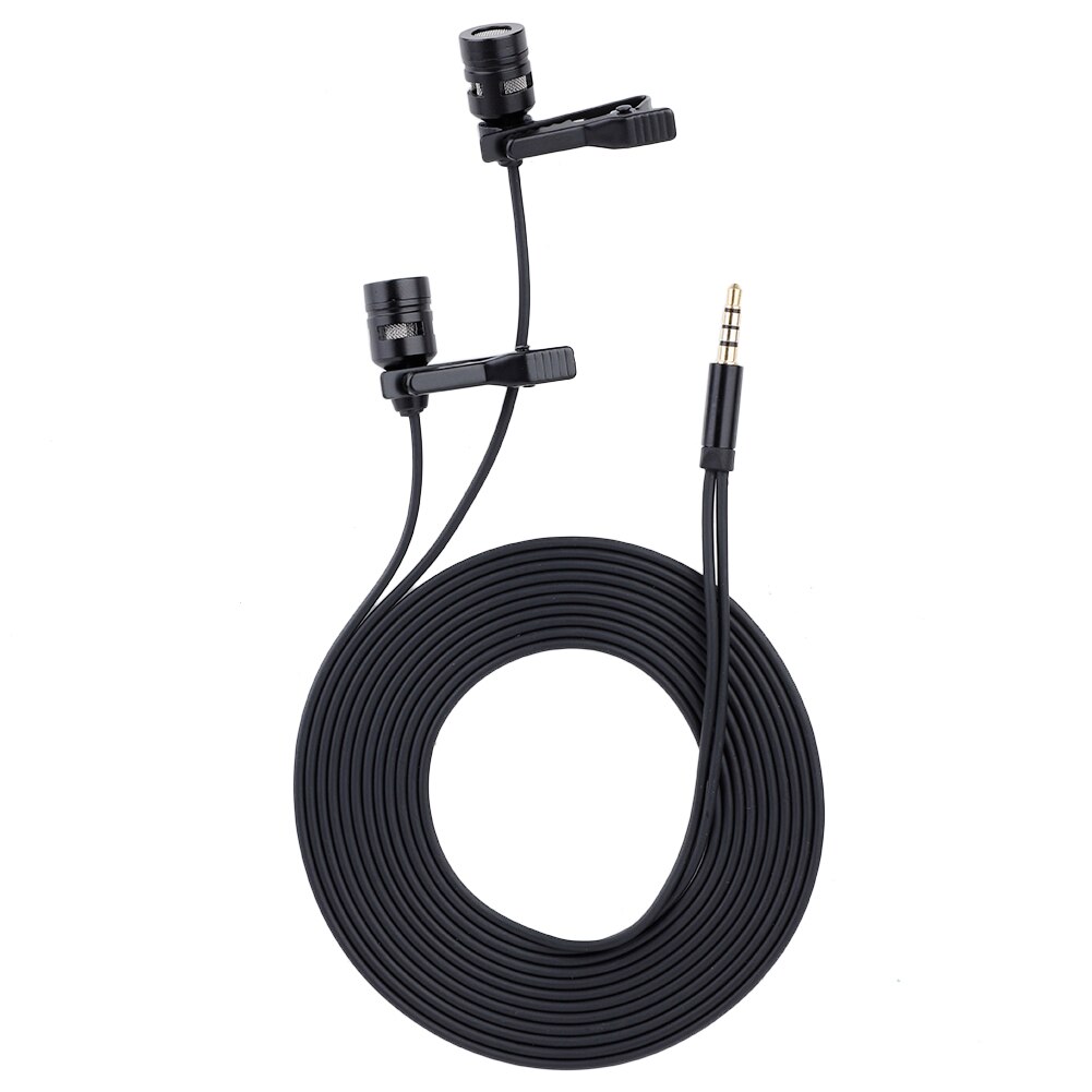 SOONHUA Microphone Dual-Head Mic 3.5mm Lapel Clip Microphones With Capacitor Technology For Smart Phone​​