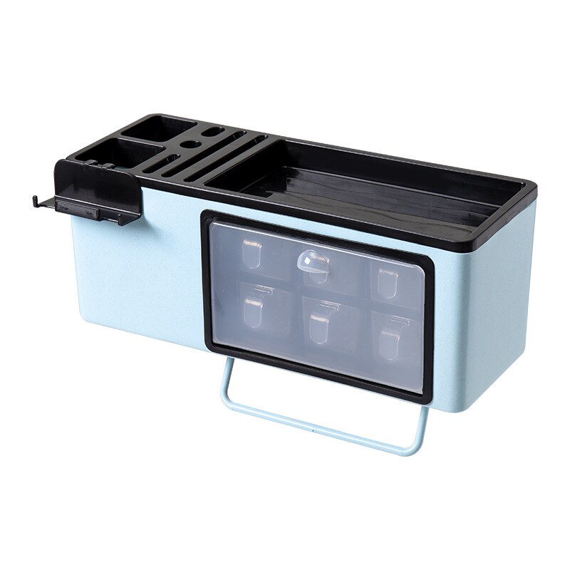 Cremalheira de especiarias de parede material de grau alimentício multi-função cremalheira tempero de baunilha jar armazenamento rack de cozinha caixa de armazenamento: Wall-mounted-Blue