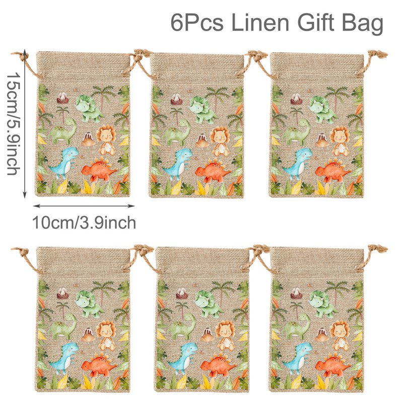 Sacs à bonbons animaux de la Jungle, 6 pièces, décoration de fête d'anniversaire Safari pour enfants sauvages un arc-en-ciel papillon dinosaure Biscuit sac d'emballage: jaune clair