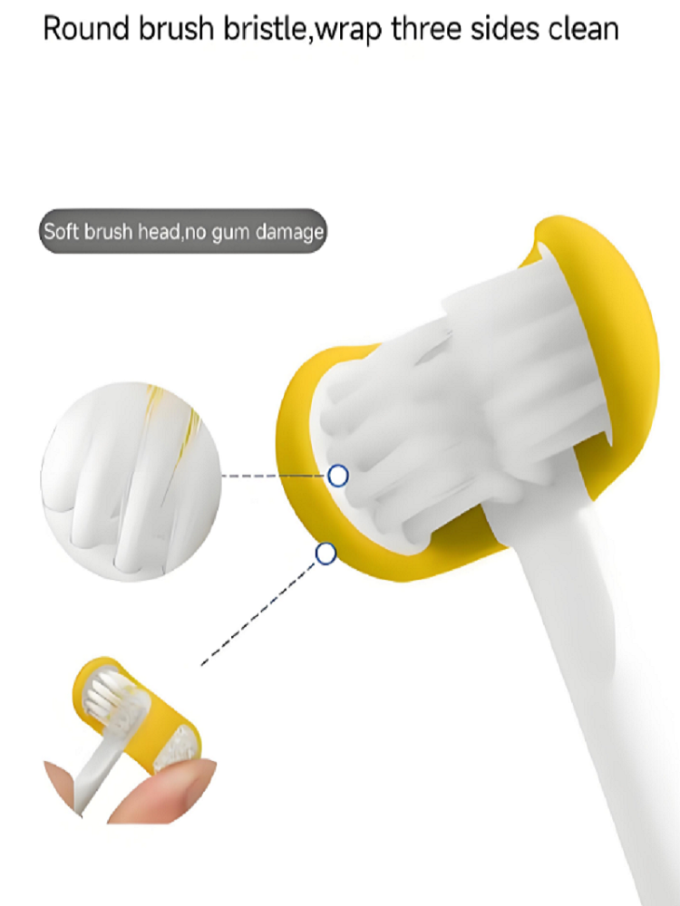 Silicone Brush Head C-Shaped 3-Sides Children's Toothbrush 3D Premium Soft Bristle Toothbrush Tongue Brush Tongue Scraper