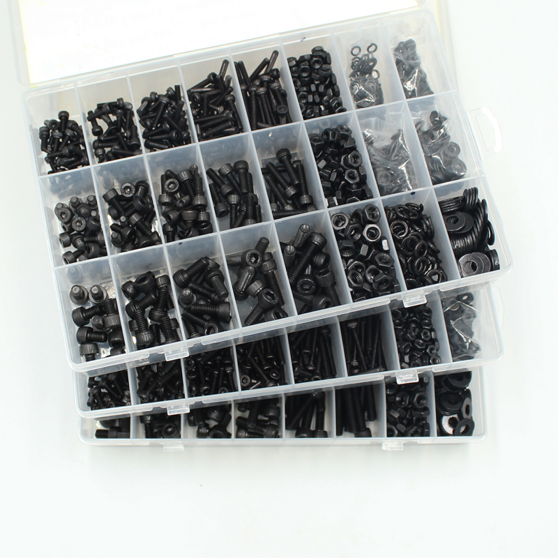 M2 M2.5 M3 M4 M5 M6 Hex Socket Head Cap Set Allen Screw DIN912 Black 12.9 Grade Carbon Steel Screws Nuts Bolt Washer Assortment