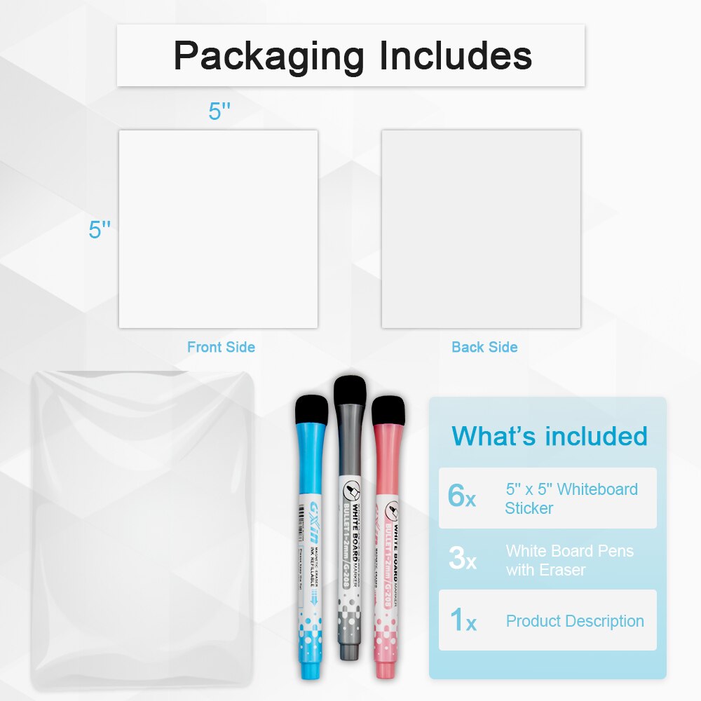 5*5 inch Erasable Magnetic Whiteboard Drawing Fridge Stickers for School Message Boards writing board Office Bulletin Door Board