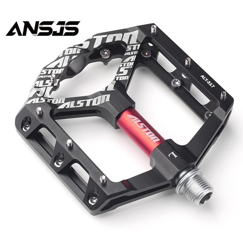 Alston Non-Slip Mountain Bike Pedals,Ultra Strong Colorful Cr-Mo CNC Machined 9/16" 3 Sealed Bearings for Road BMX MTB Fixie Bik