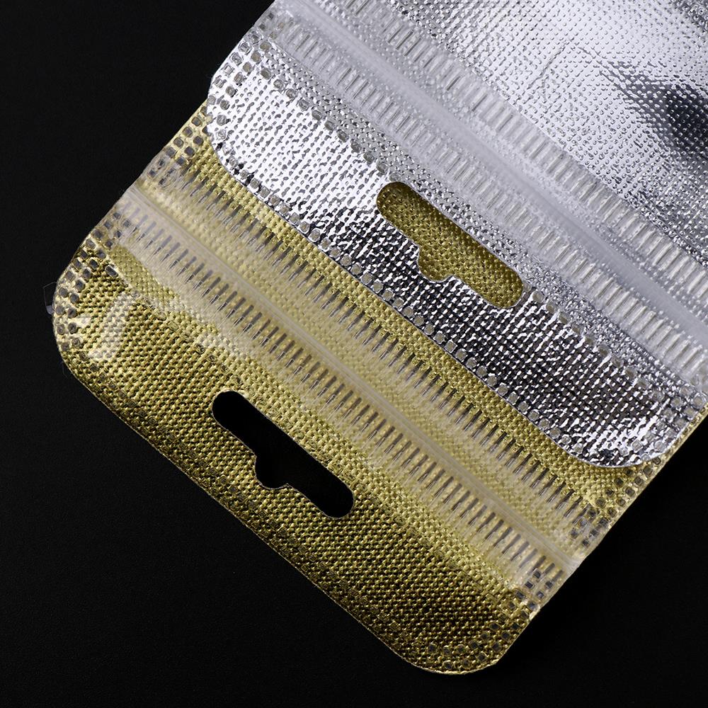 50 Pieces 2 Colors One Side Clear Plastic Ziplock Bag Gold Inlay Plastic Bag Packaging Poly Bag Ziplock Pouch Jewelry Packaging
