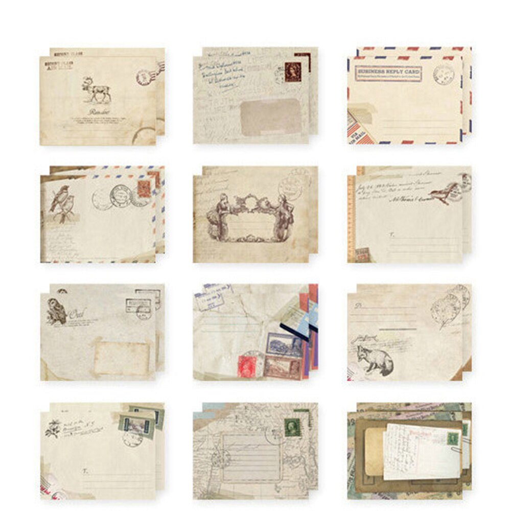 12pcs/pack Retro Small Envelope for Letter Set DIY Multifunction Craft Paper Postcards School Material Envelopes