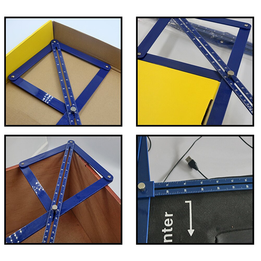 Multi-angle Diagonal Square Ruler Woodworking Model Tile Wood Ruler For Woodworking Gadget Depth Angle Protractor Measur Tool