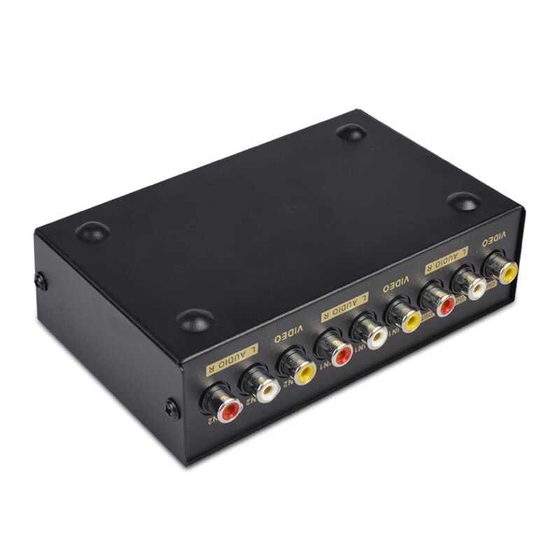 2 ports av rca switch 2 in 1 ut kompositt video l/r velgerboks for dvd-spiller