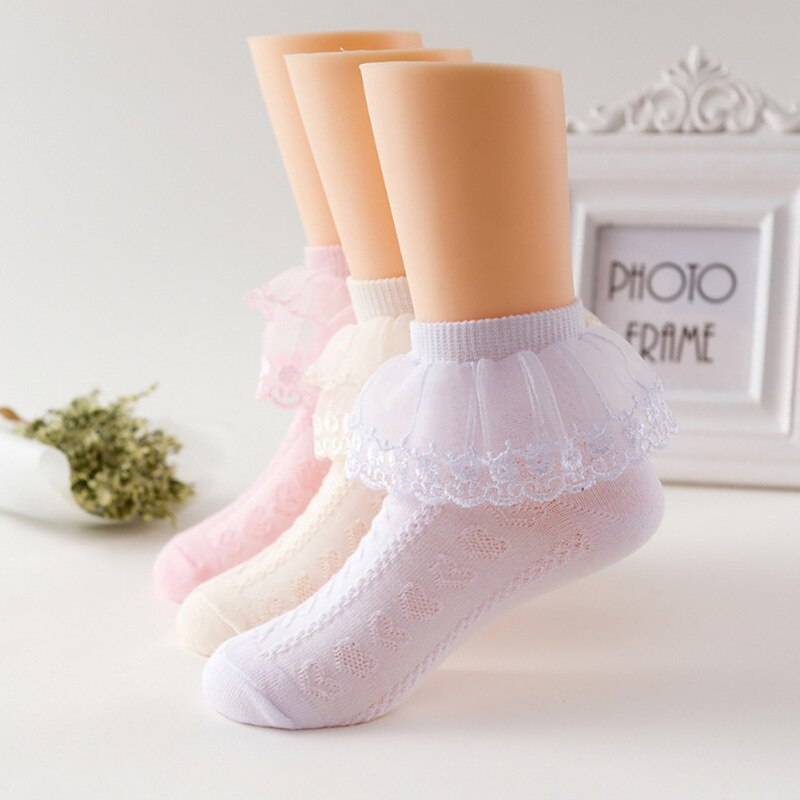 1-12y børnepiger sokker med blonder mesh ankel korte sokker hvid lyserød beige bomuld baby sokker piger danser sok