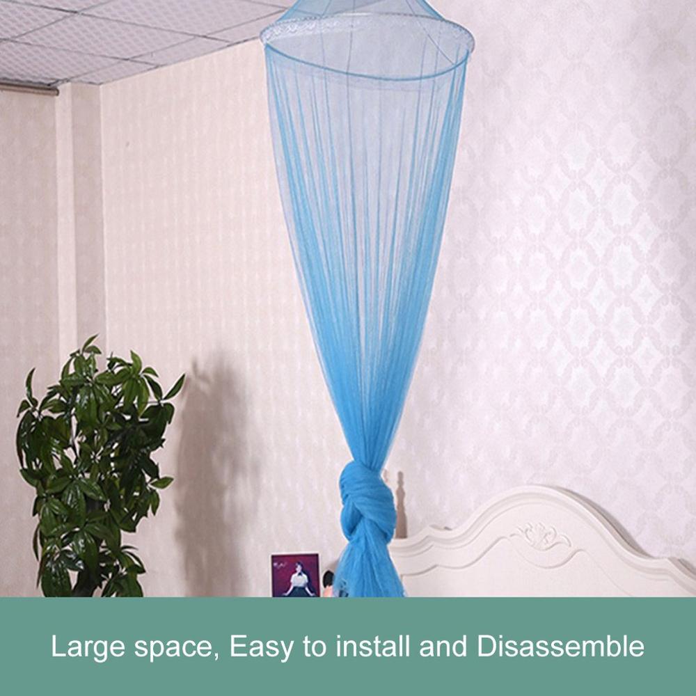 Round Bed Canopy Netting Curtain Polyester Mesh Fabric Home Textile Blue Hung Dome Mosquito Net Canopy Bed: Default Title