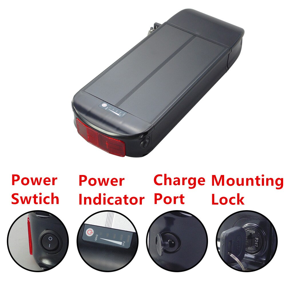 Porte-batterie pour vélo électrique, 36V/48V, couleur argent ou noir