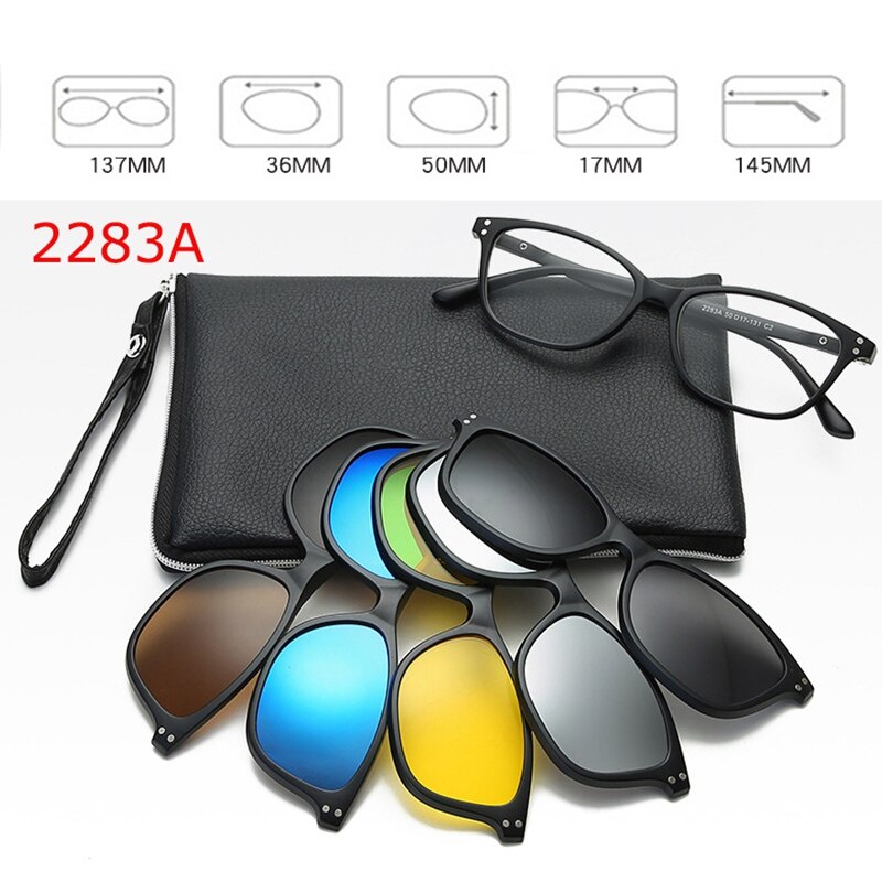 Moda optyczna ramka do okularów mężczyźni kobiety krótkowzroczność z 5 okulary przeciwsłoneczne w formie nakładki spolaryzowane okulary magnetyczne dla mężczyzn okulary RS1019: RS1019 2283A