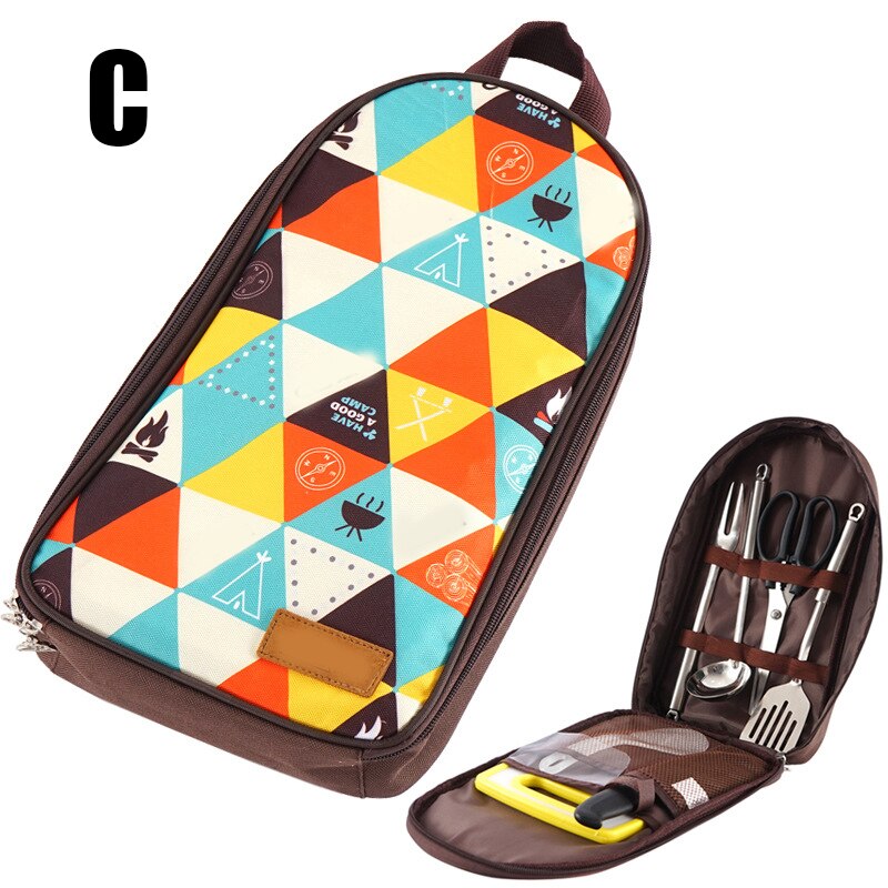 7pcs/set Camping Kitchenware Set Barbecue Tool Set Portable Cookware Barbecue Kit for Outdoor Travel Camping JAN88: c