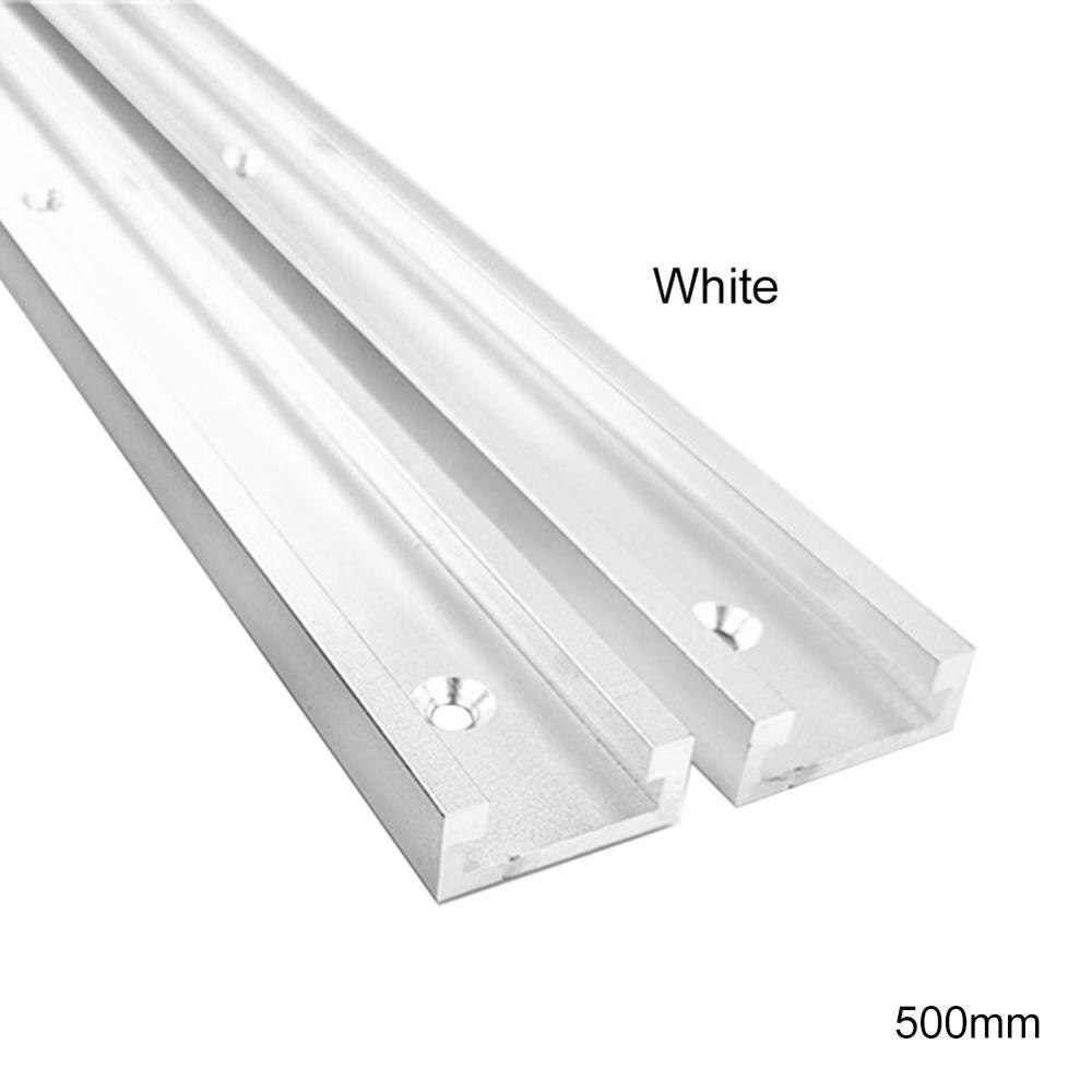 Aluminiumslegering t-spor slids geringsspor stikholdersav bordskakt til fræser bordbåndsave træbearbejdning gør-det-selv-værktøj type -30: Hvid 500mm
