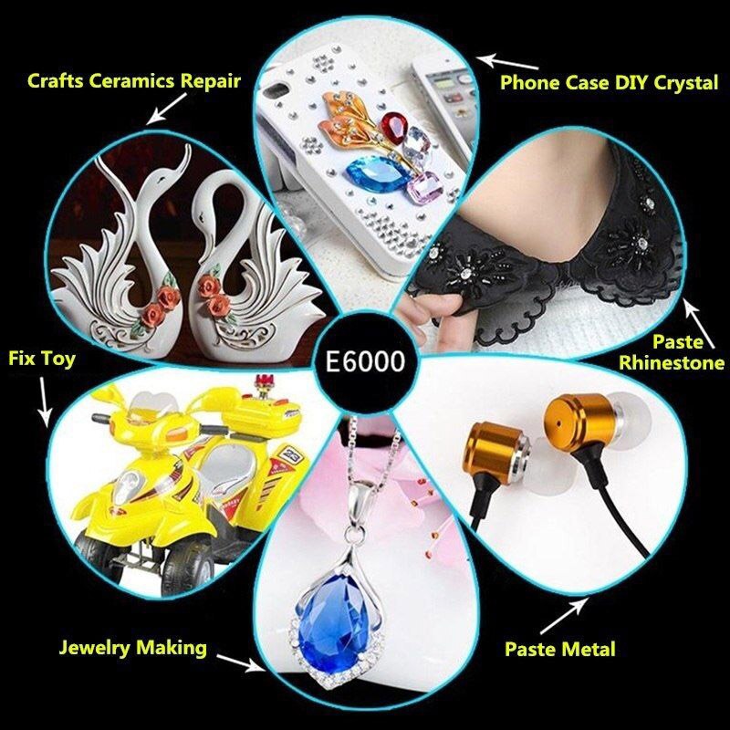 Pegamento E6000 para diamantes de imitación, 15ml / 25ml/50ml, herramienta para manualidades, agujas, adhesivo epoxi, fijación fuerte para joyería