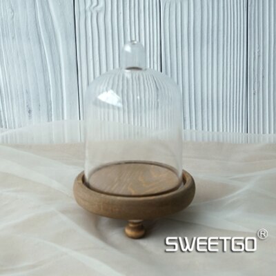 Sweetgo wood cupcake stativ miclandscape/konserverede blomst lysestager med pc kuppel fest leverandør til bryllup: Kaffe lav