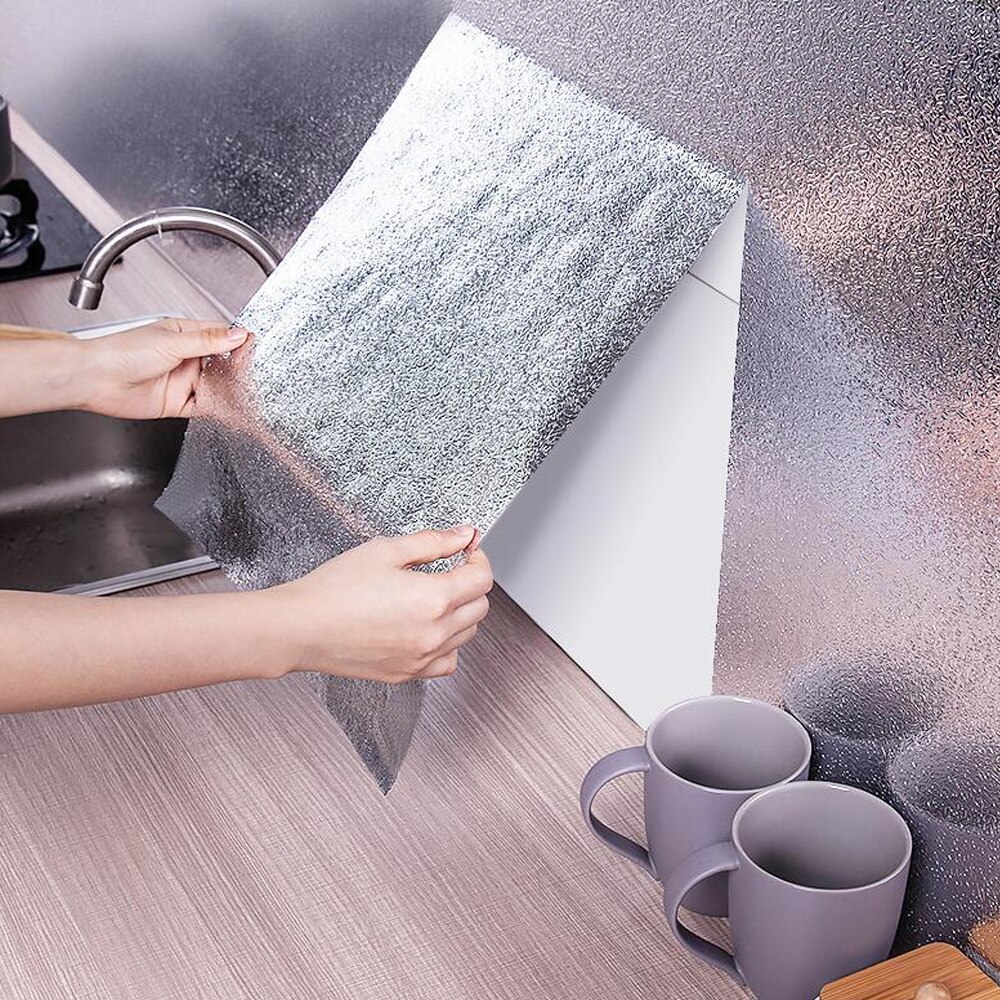 Breite 40/60cm Küche Zauberstab Aufkleber Aluminium Folie Wasserdicht Abnehmbare Selbst Klebstoff Öl Wasserdicht Tapeten Zauberstab Aufkleber