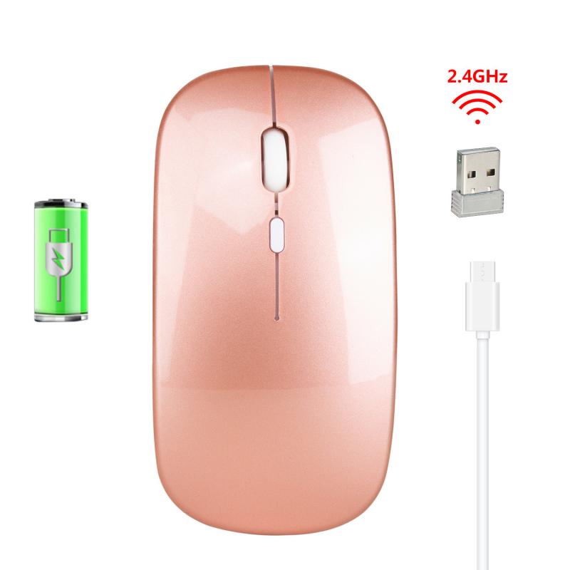 Neue 1600DPI USB Aufladbare Optische Drahtlose Maus 2,4G Empfänger Ultra-Dünne Schweigen Stumm Super Dünne Maus Für PC Laptop Für Heimat: Rose Gold