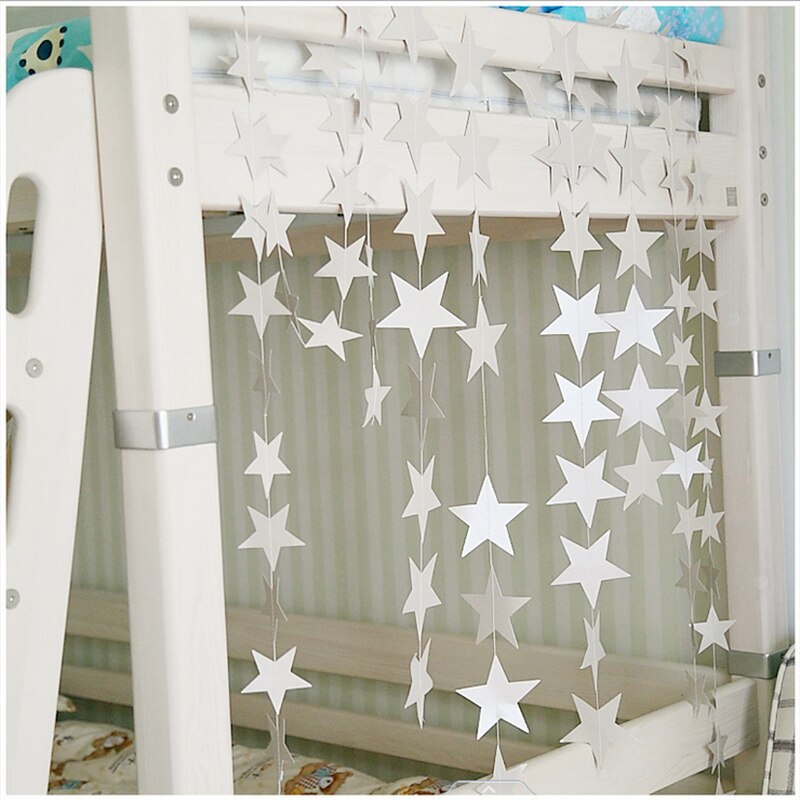Cortina colgante de papel con forma de estrella de cinco puntas para puerta, decoración de nacimiento, cadena pequeña, flor de tiro, estrellas colgantes de boda