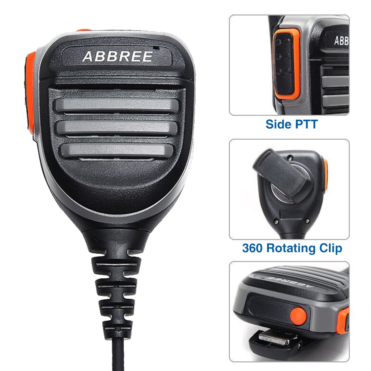 ABBREE AR-780 PTT Waterproof Speaker Mic For Baofeng Waterproof BF-9700 UV-9R Plus UV-XR Walkie Talkie Radio