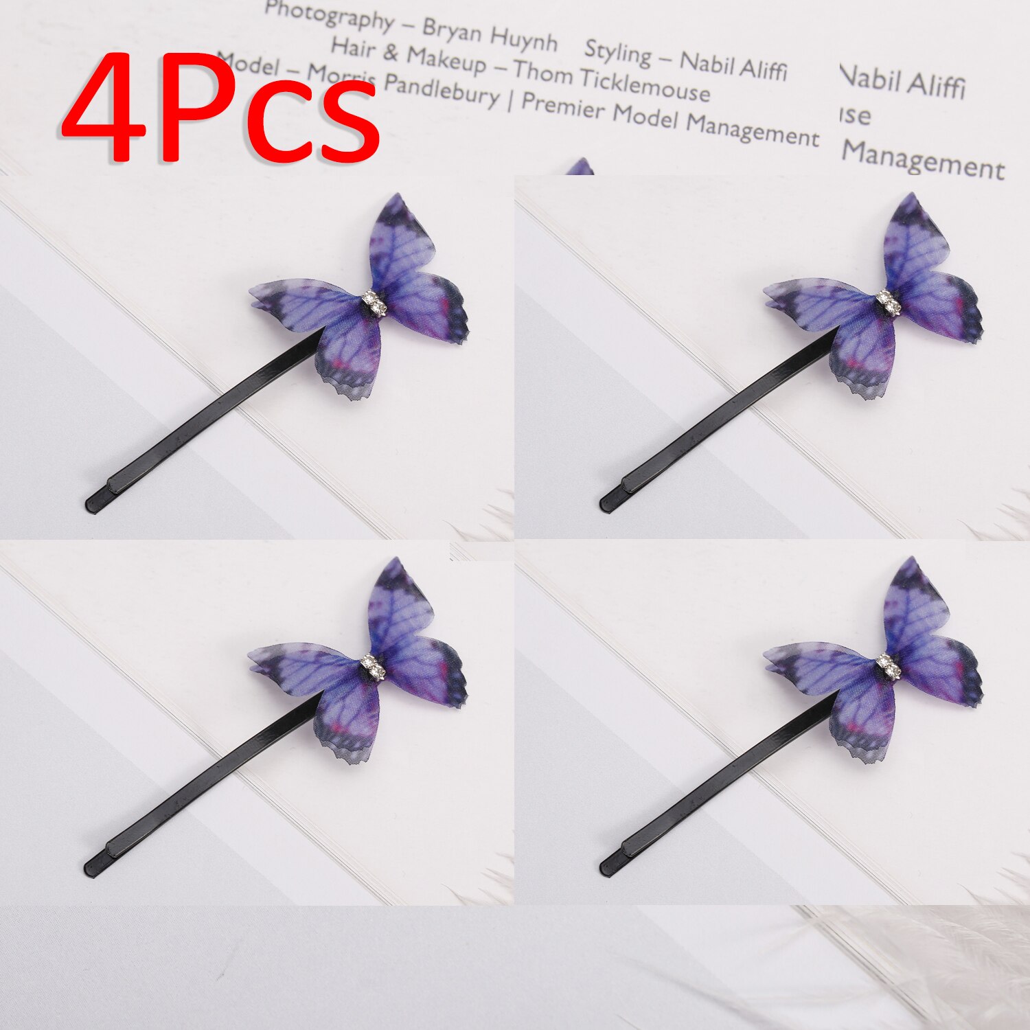 2020 verão quente borboleta grampos de cabelo garra barrette para meninas cor azul mini casamento hairpin acessórios para o cabelo: E-4pc