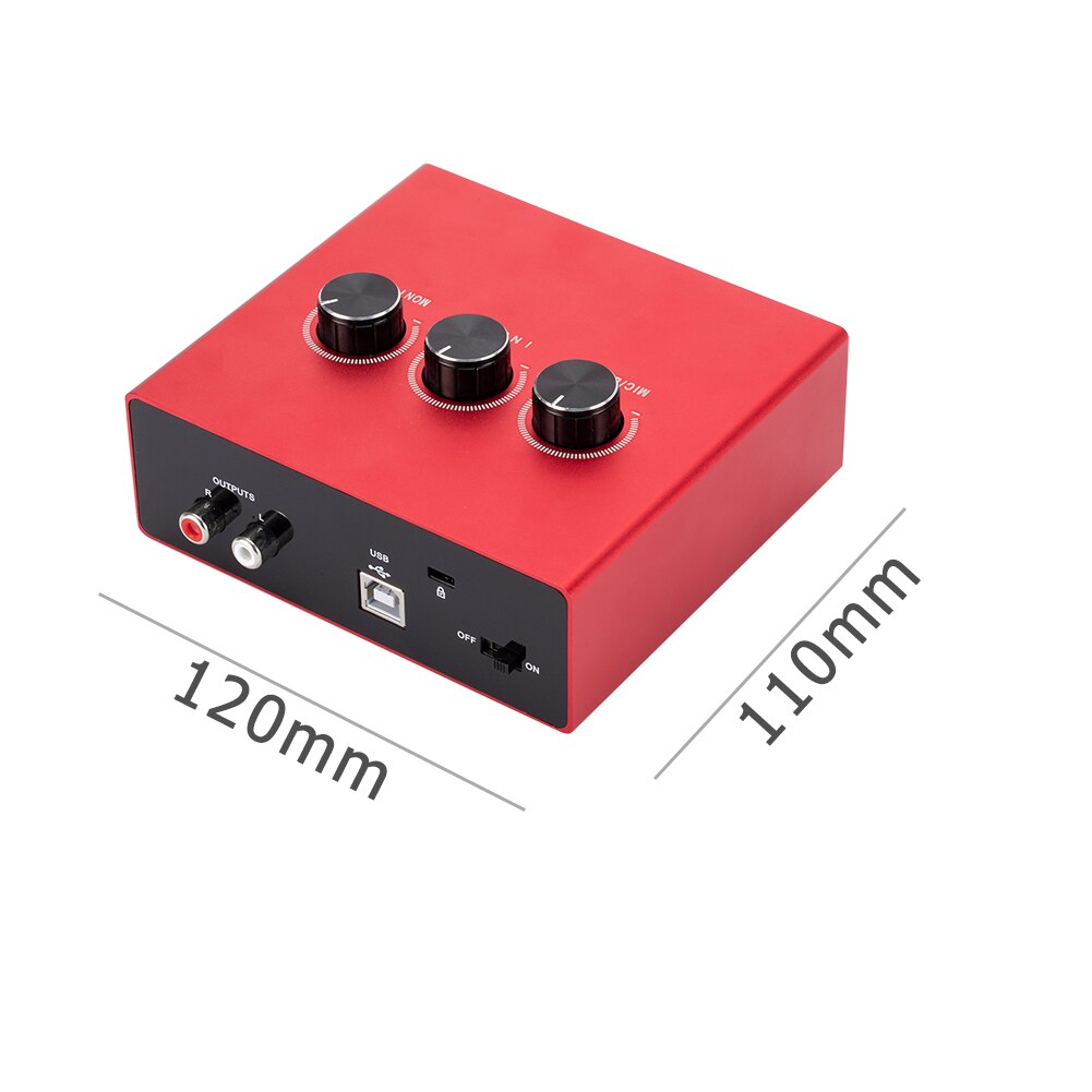 Mixer External USB Sound Card Audio Interface Card Converter Adapter for Studio Recording Singingg Support 2VRms Signal Input