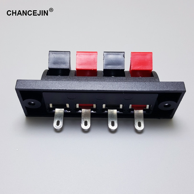 4 pins 4 positions Connector red&black connected terminal spring holding plug unit be used in DIY power socket Speaker Terminal