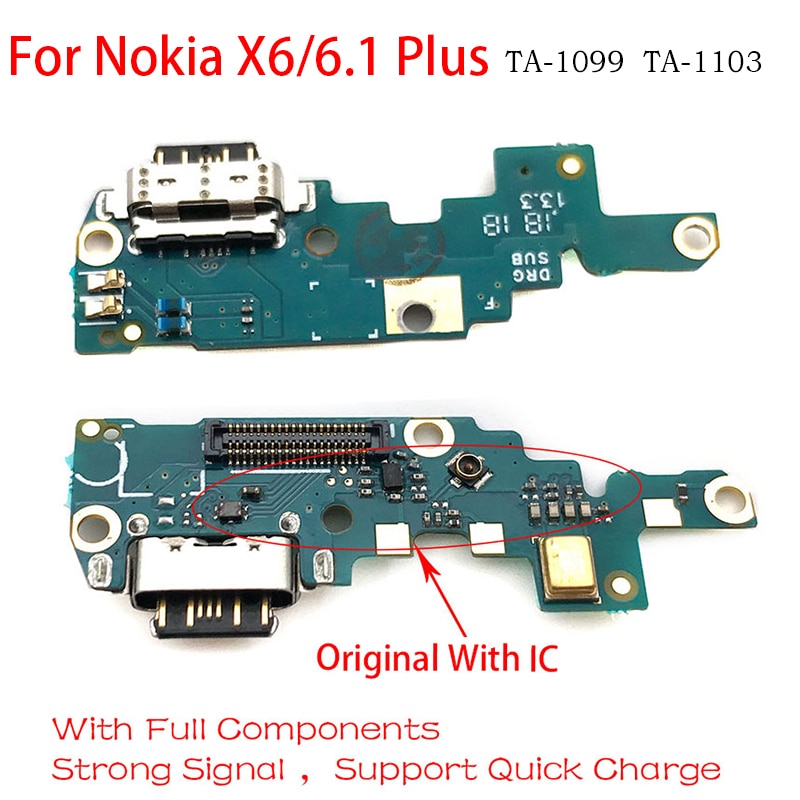 Alkuperäinen usb lataus latausportti telakointiliitin mikrofonilevy flex kaapeli nokia 6 7 plus 5.1 6.1 7.1 8.1 plus  x5 x6 x7 usb board