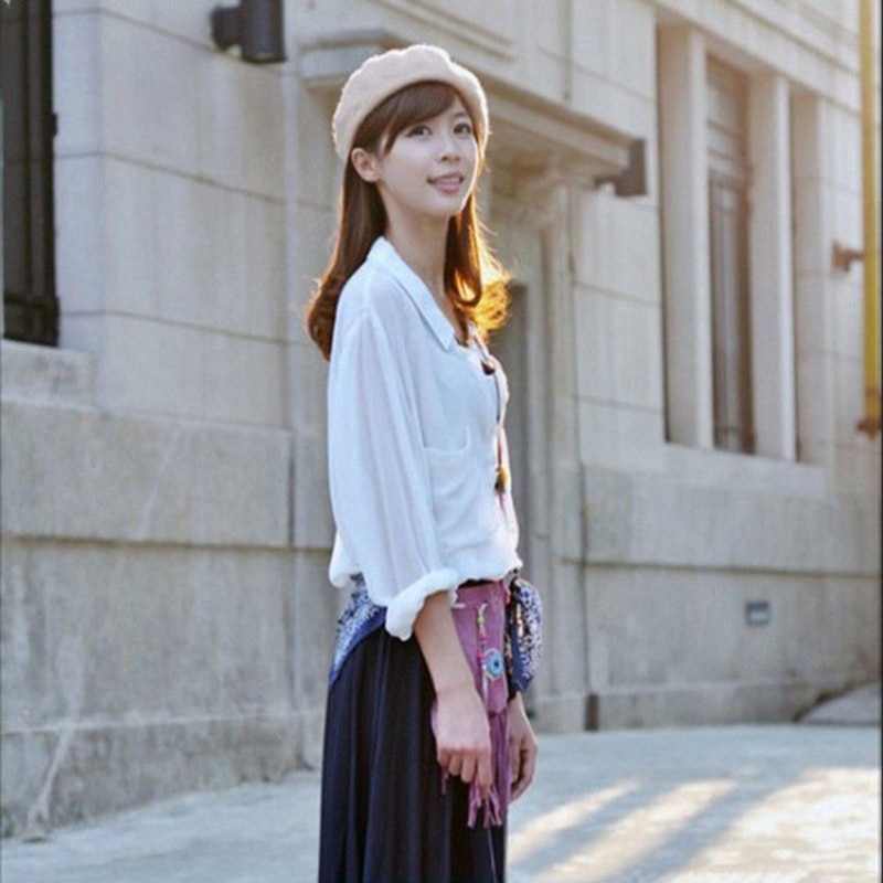 Kvinnor ull basker hatt söt enfärgad stilfull varm hatt