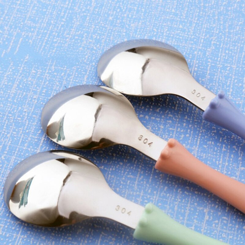 1set Stainless Steel Cartoon Kids Soup Spoon Fork Children'S Tableware 2pcs Set Dinnerware Baby Feeding Cutlery