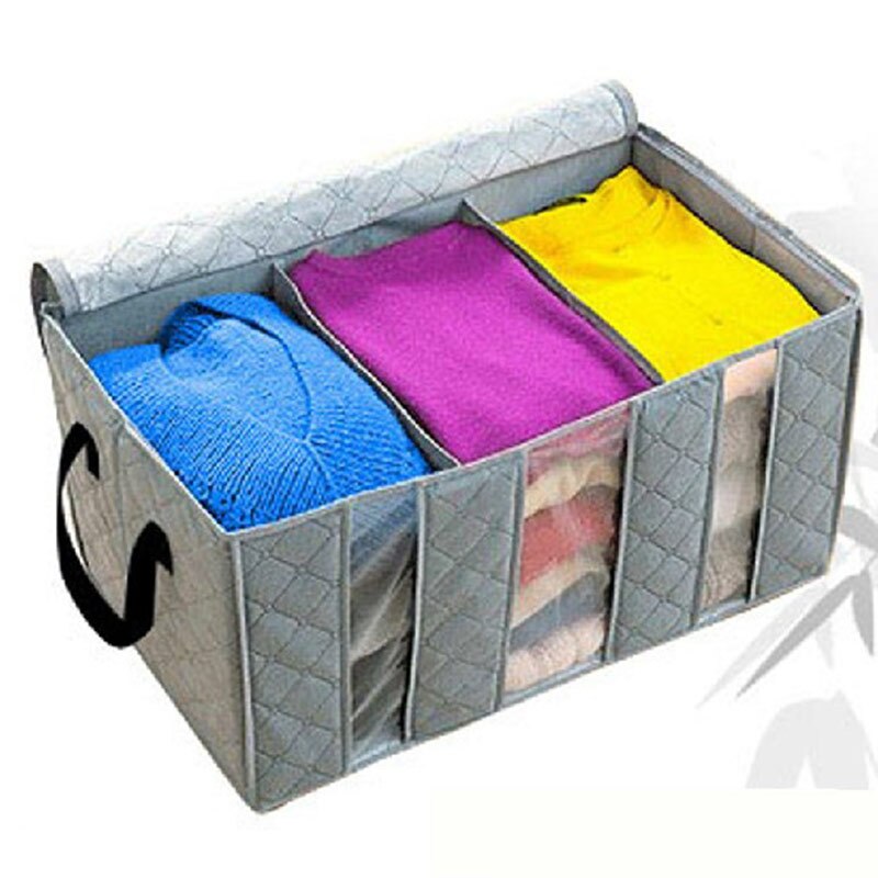 65L Foldable Blanket Storage Bag Clothes Closet Organizer with Clear Window BJStore