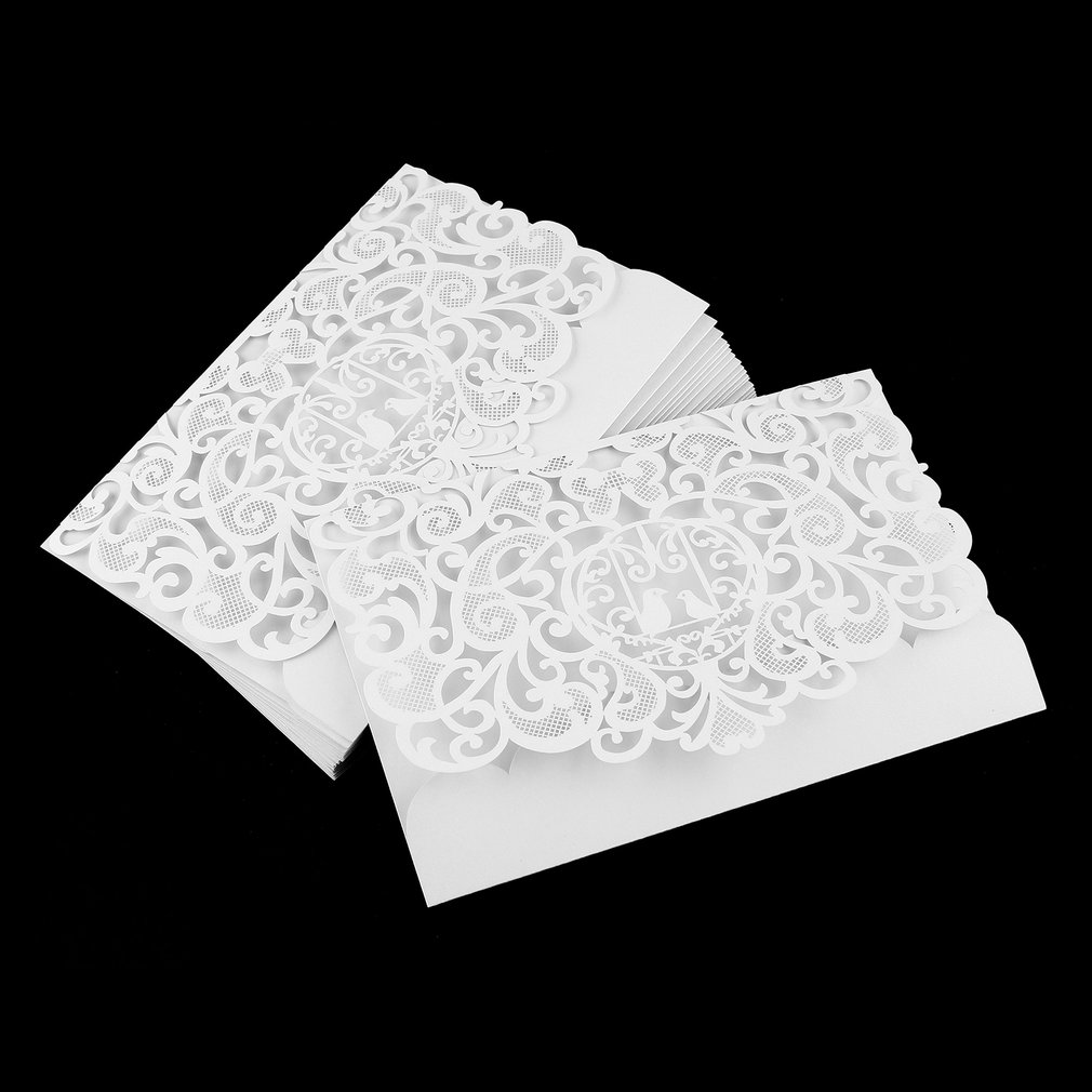 20pcs Foldable Invitation Card Cover Exquisite Hollow Out Bridal Wedding Dress Cover for Wedding Party Use