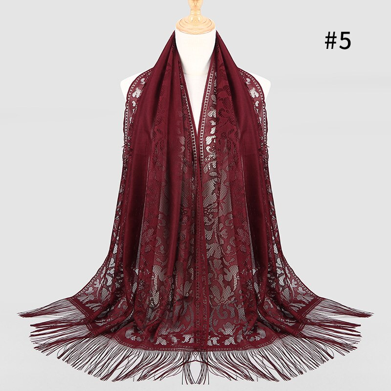 Sciarpa Lunga del merletto Dello Scialle per Le Donne Testa Avvolge Turbante Hijab di Modo Femminile Scialli Sciarpe Musulmano Hijab Bandana Accessori