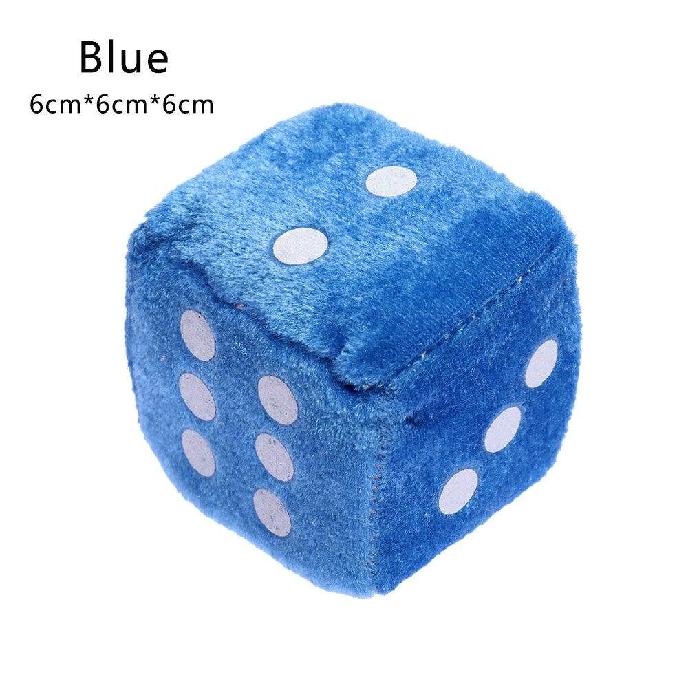 1PC 4 Kleuren Fuzzy Dobbelstenen Auto Spiegel Opknoping String Leuke Stippen Hanger Auto-interieur Decoratie Auto Styling Tools 4 cm/6 cm: Blue (6x6x6cm)