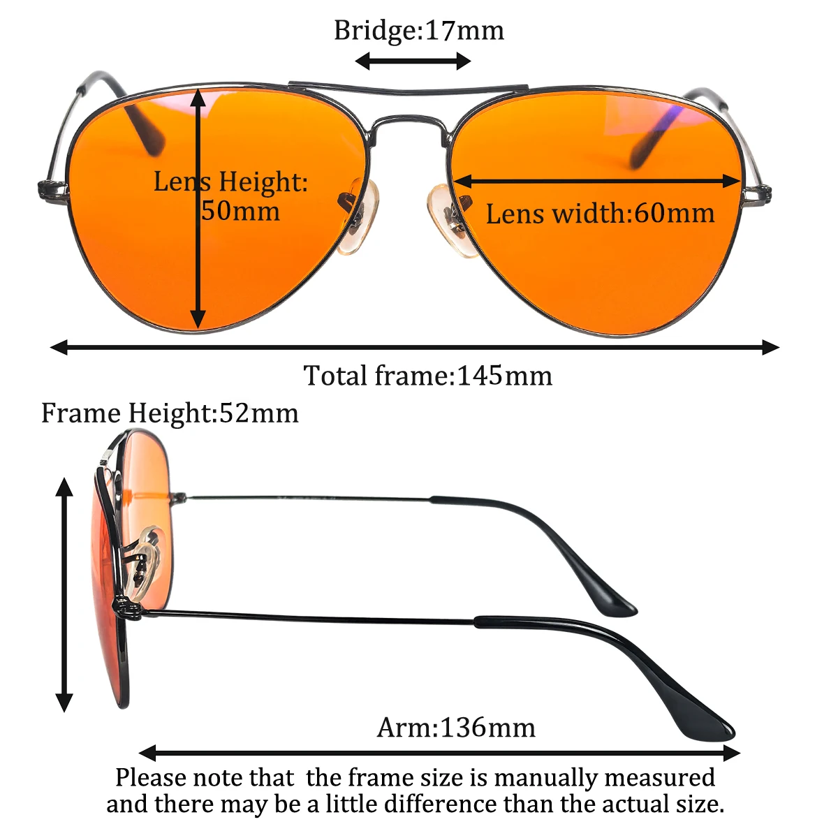 Shinu óculos anti-luz azul masculino, lentes laranja, filtro de luz azul, melhor descanso para dormir, armação de metal