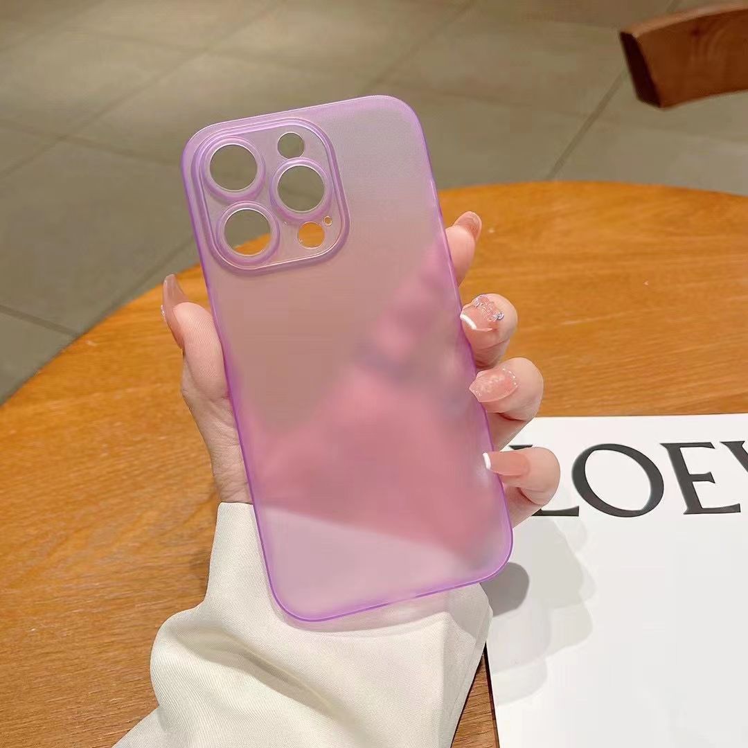Luxury PP Matte Phone Case For Apple iphone 15 Pro Max 15 Plus Feathered Fine Hole Eye Protection Cover Case: PC / PURPLE