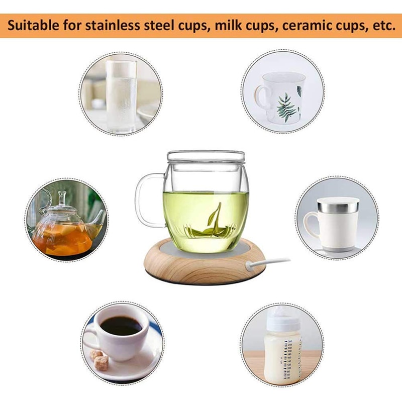 USB Warmer Pad Protable USB Wood Grain Cup Warmer Heat Beverage Mug Mat Keep Drink Warm Heater Mugs Coaster USB Charging