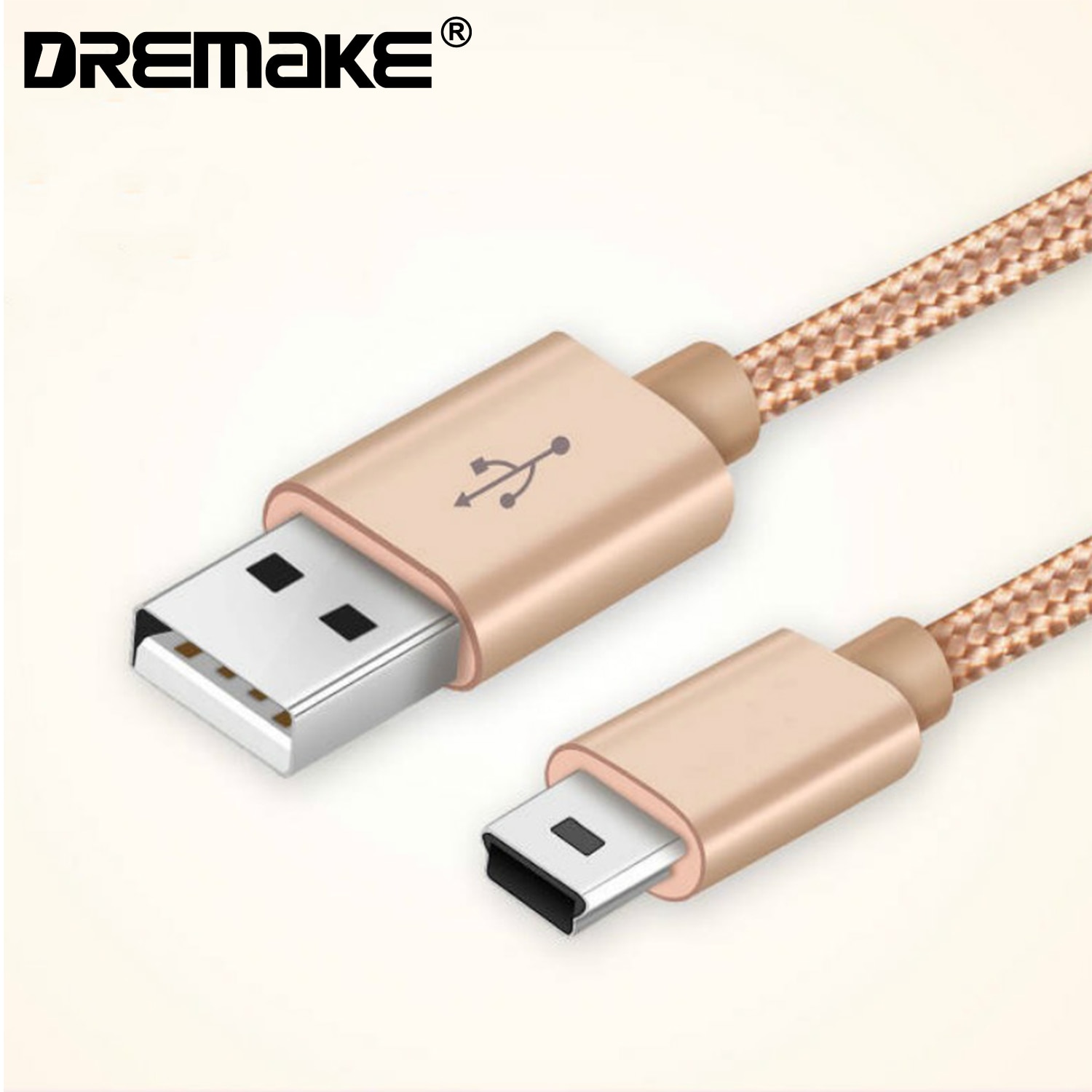 Mini cabo usb 2.0 trançado, cabo de carregador mini-b compatível com controle de ps3, câmera digital, câmera dash, sincronização de tocador mp3