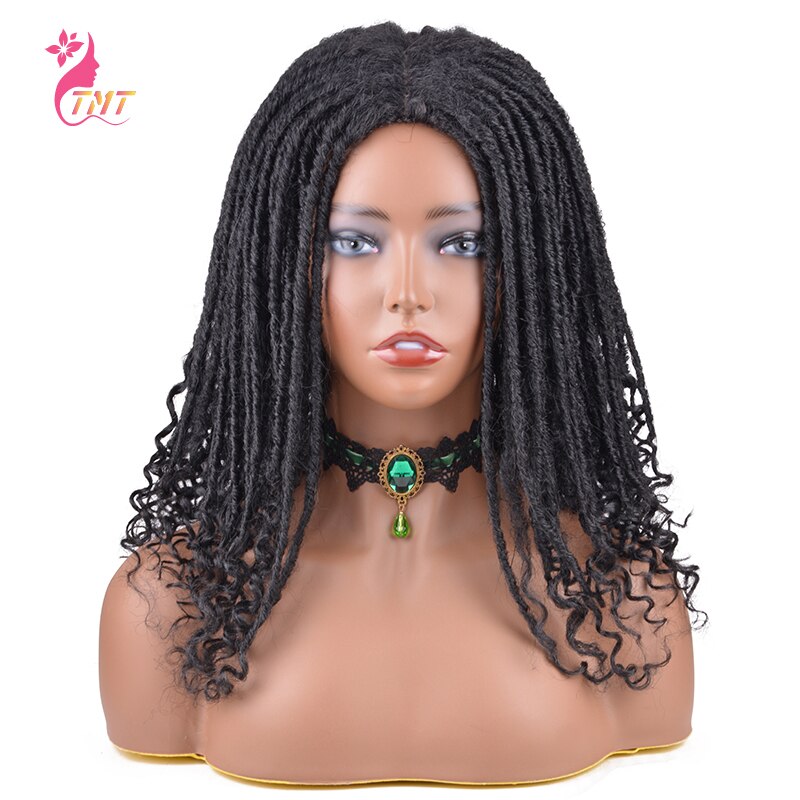 Goddess Locs Curly End Wig Synthetic Faux Locs Braided Wigs Nu Locs Crochet Wig For Black Women