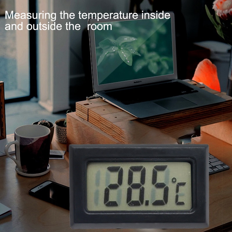Indbygget digitalt digitalt termometer mini digitalt lcd indendørs praktisk temperatursensor fugtighedsmåler termometer hygrometer