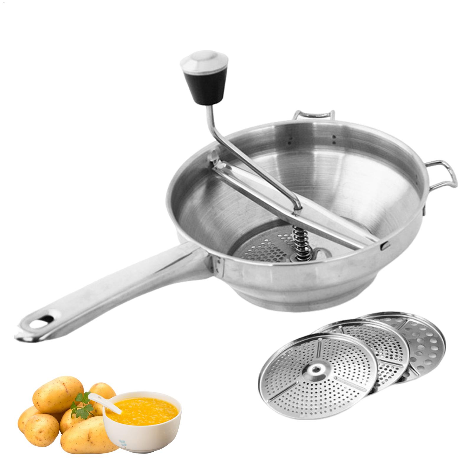 Stainless Steel Food Rotary Mill Hand Crank Potato Ricer Tomato Sauce Maker Machine With 3 Grinding Discs Jam Strainer Accessori