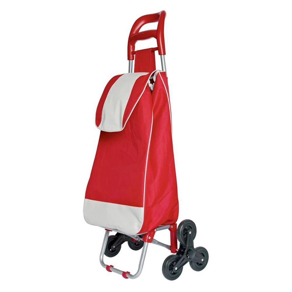 Winkelwagen 3 Wielen, 50L, Polyester, Traplopen, Waterdicht, Wasbaar, Ritsvak, verstelbaar Koord: Rood