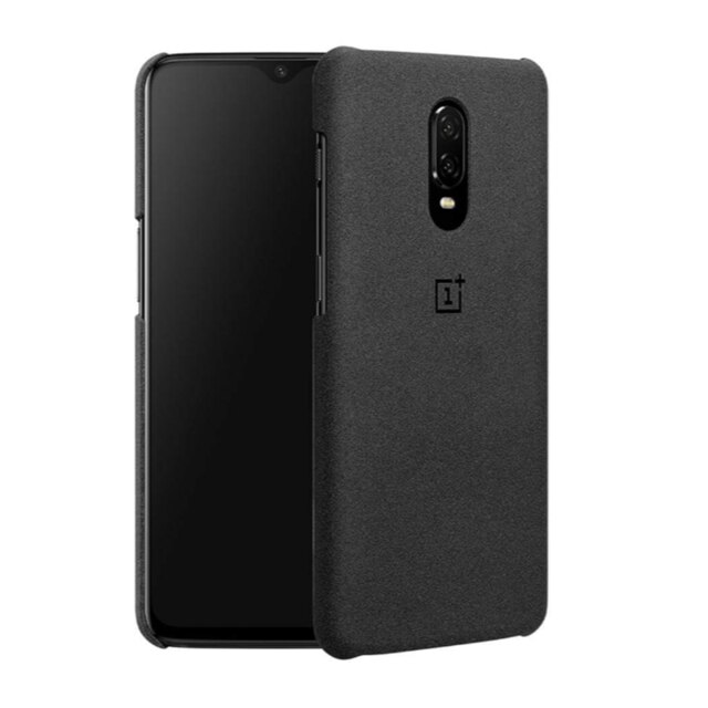 Oryginalny oficjalny dla OnePlus 6T prawdziwy piaskowiec Karbon matowy silikonowy czerwony zderzak drewno hebanowe szczupły powrót skóra twarda obudowa okładka: Sandstone