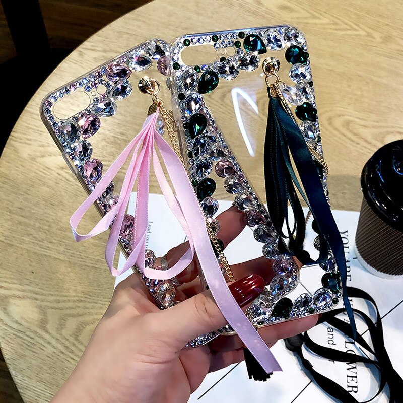 PocoX3 NFC X3Pro F2 Pro kryształ tassel Rhinestone Case dla Xiaomi Mi 10T Lite 5G 10 Ultra Note10 obudowa Telefon Kilifi Coque