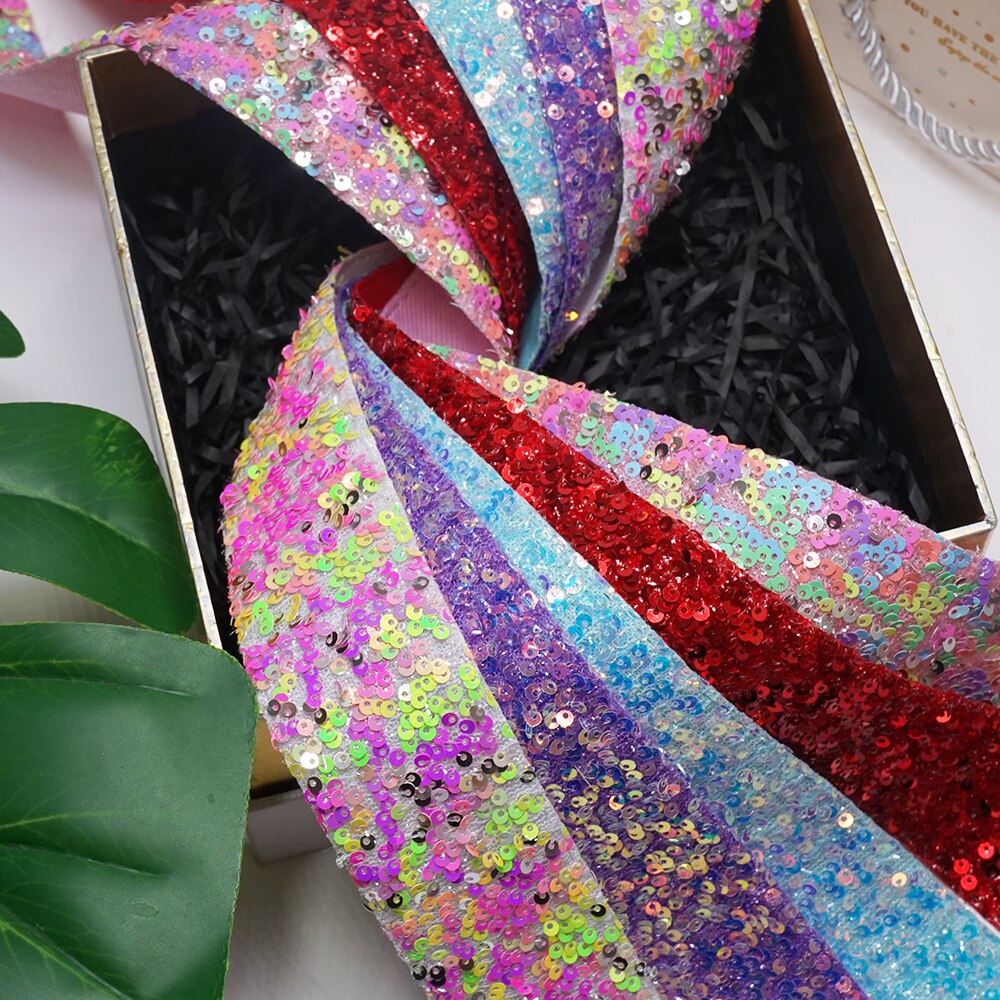 5 Yards 1.5 &quot;38Mm Breedte Sequin Linten Voor Strikken Diy Craft Decoratie Verpakking Levert. H5403728