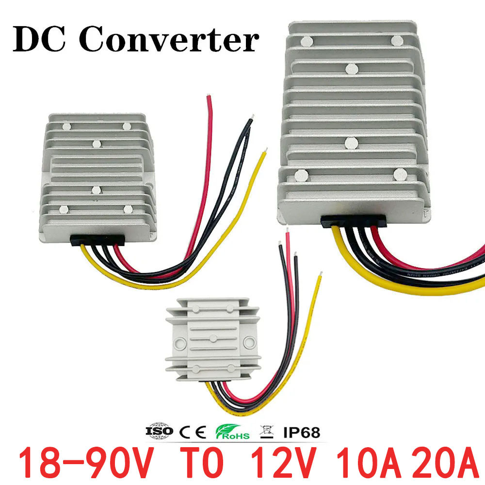 24V 36V 48V 60V 72V 18-90V naar 12V 10A 20A DC DC Converter Step Down Spanningsregelaar Transformator Bus Vrachtwagen Auto Voeding