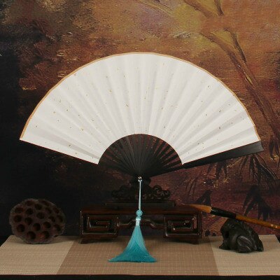 Chinese Brush Pen Calligraphy Paper Fan Ink Painting Creation Rice Paper Ventilador Blank Men/women Folding Xuan Paper Hand Fan: 23x41cm / A