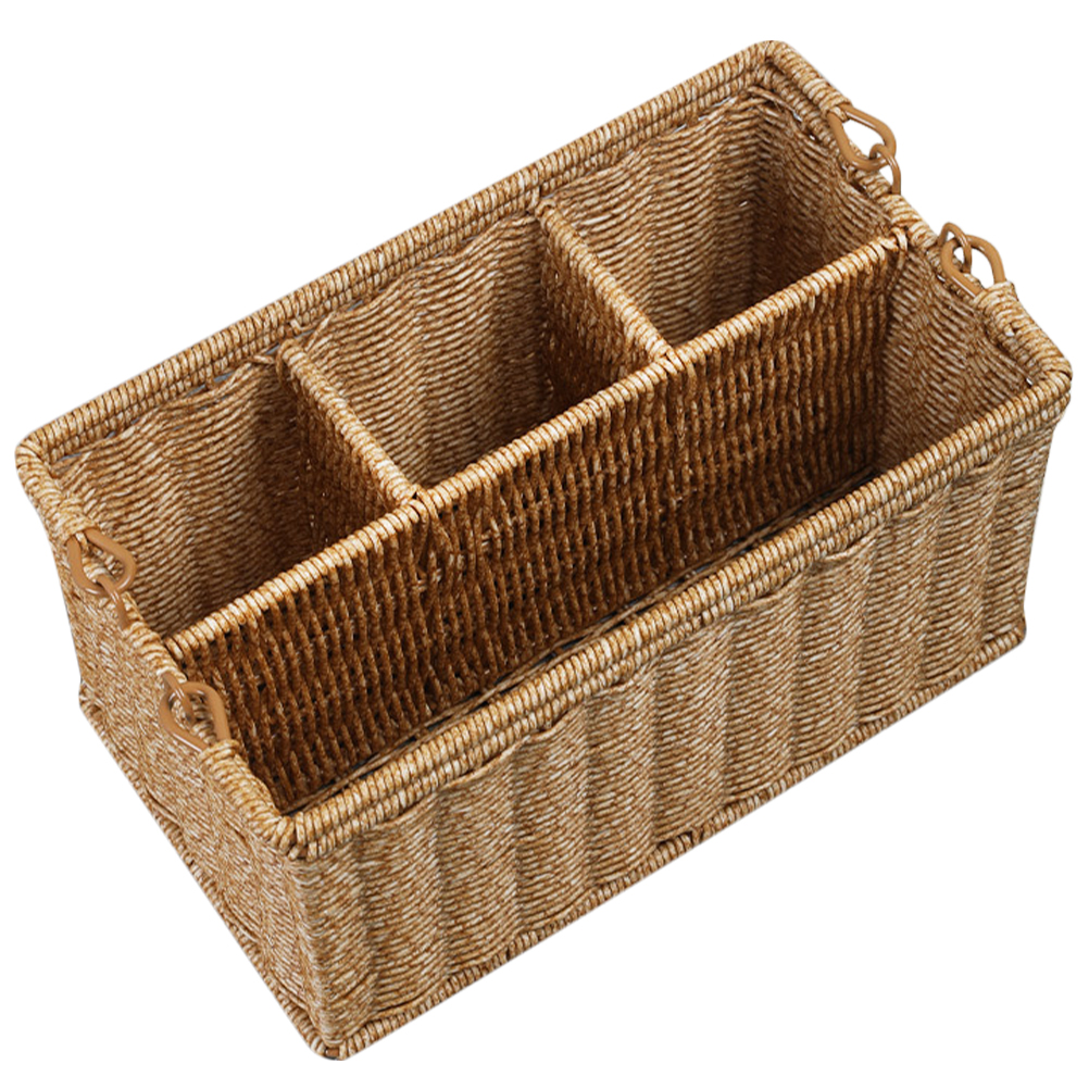 Cesta de herramientas, contenedores de almacenamiento tejidos, cestas tejidas decorativas, cestas de mimbre de imitación, cajas de almacenamiento, ganización de almacenamiento para el hogar