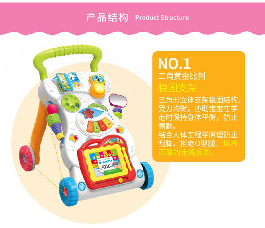 Baby walker stroller baby early education exercise limbs multifunctional walker with musical toys